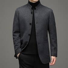 羊毛呢子外套男士冬季中长款立领妮子休闲时尚大衣YL9808-P345图片