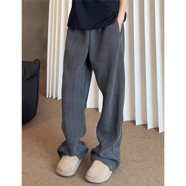 秋冬新款休闲裤男女宽松直筒裤阔腿裤重磅卫裤弯刀裤LZY4033-P50图片