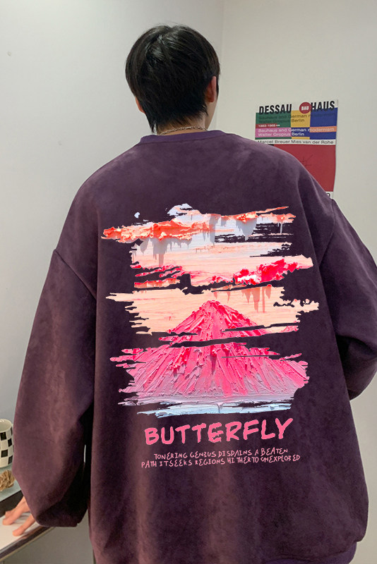 水洗圆领大码卫衣港风潮流印花“富士山”JK23350特批36-控59,男装卫衣,星座605(原A050)