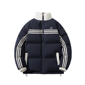 白底图抖音 得物条纹织带棉服刺绣logo棉衣休闲外套男 G1100 P118图片