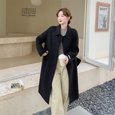 2025冬季新款韩系显瘦时尚气质复古百搭毛呢大衣女长款呢子外套潮，女装羊绒大衣，2C316