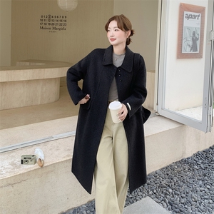 2025冬季新款韩系显瘦时尚气质复古百搭毛呢大衣女长款呢子外套潮图片