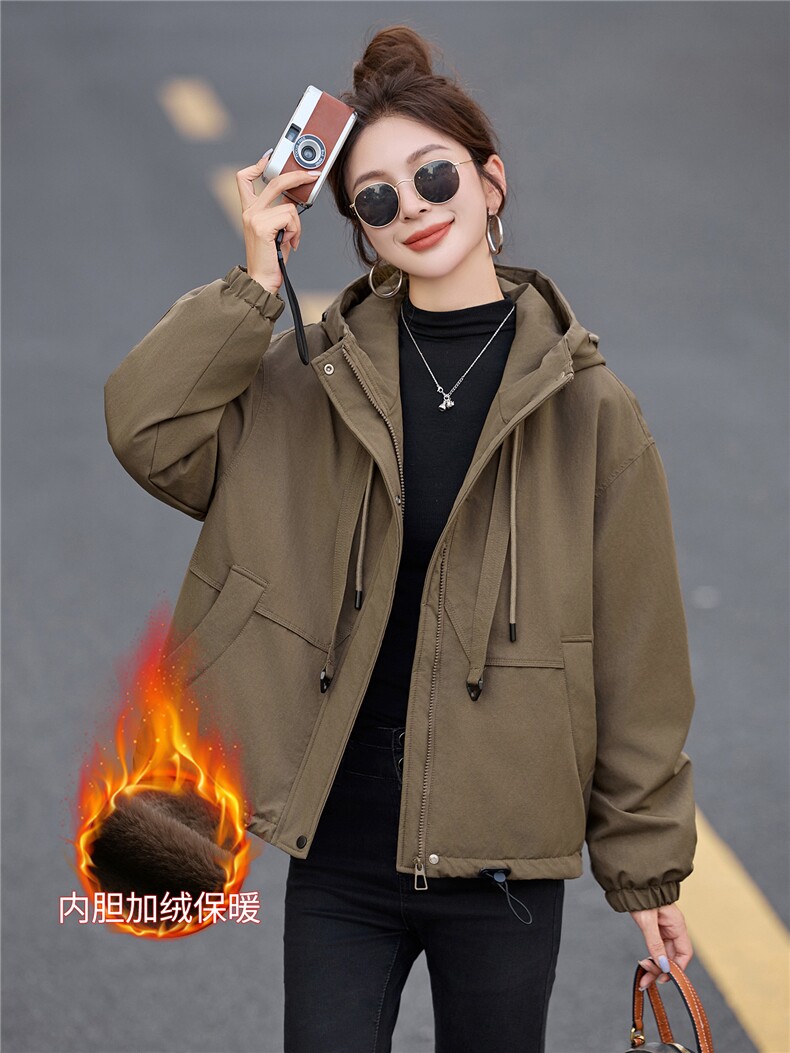 现货！现货！加绒保暖派克服外套女2025冬季新款宽松休闲连帽棉服,女装棉衣/棉服,以桐