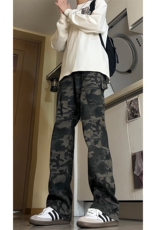 美式直筒裤迷彩牛仔裤男宽松休闲裤男潮牌长裤K2412P45，男装牛仔裤，电商A062