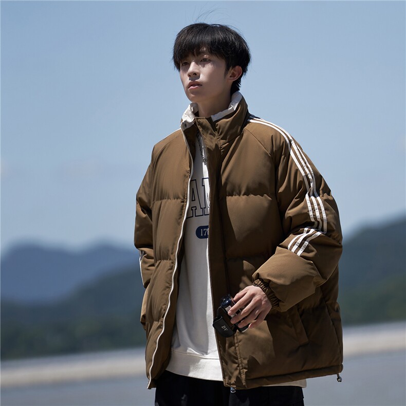 ！冬季条纹五防立领加绒加厚棉衣情侣撞色棉服外套MY7777-P68,男装棉衣,星座610B-1