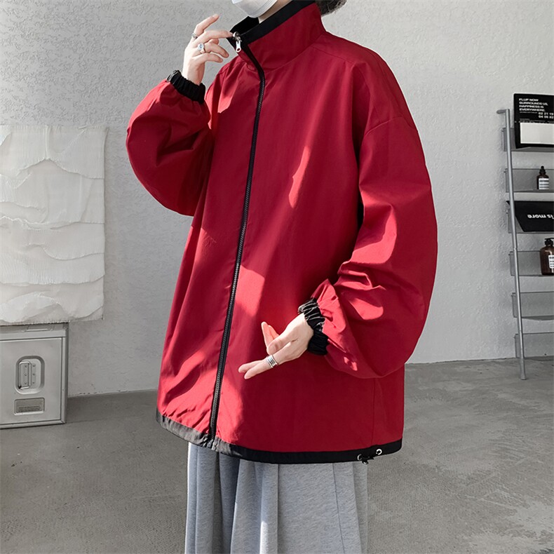 GENIOLAMODE撞色休闲夹克男2025秋季美式立领两面穿百搭情侣外套,男装夹克,电商A177