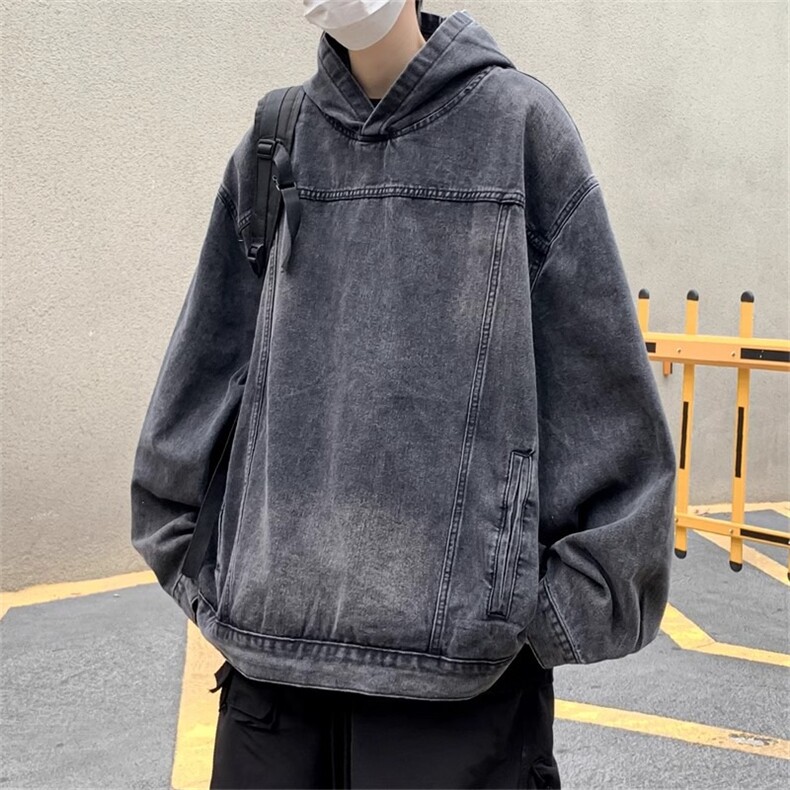 JK8605-P56水洗做旧连帽牛仔卫衣,男装卫衣,电商B323A
