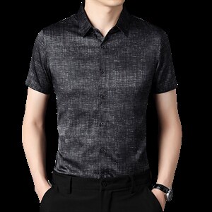 新款2023夏季男装上衣休闲百搭短袖宽松衬衫男士衬衣潮流图片