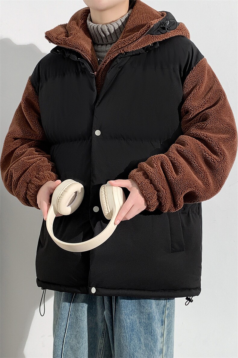 冬款青少年羊羔绒棉服假两件宽松棉衣外套男女8338-P130控价178,男装棉衣,电商A441-1