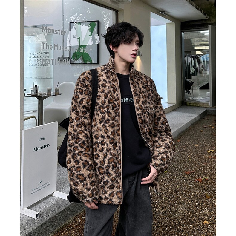 现货新款MY1188-P95特大码豹纹个性棉衣外套,男装棉衣,电商D232