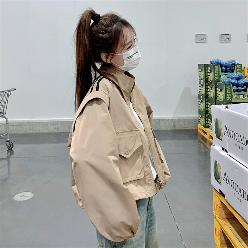【现货】2026秋装织带立领卡其短外套2C056-3607-P125控178,女装短外套,2C056