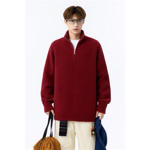 76308-P78情侣毛衣秋冬款羊绒衫男款青少年半拉链针织衫外套图片