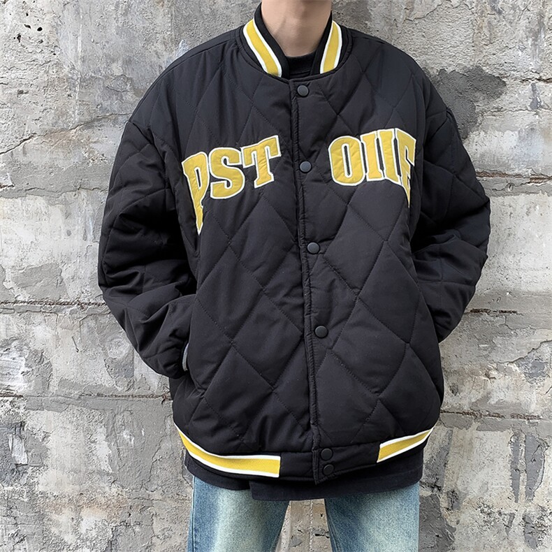 F38-P70菱形格棒球服棉服男士冬季新款潮牌加厚运动棉衣外套,男装棉衣,星座512-6