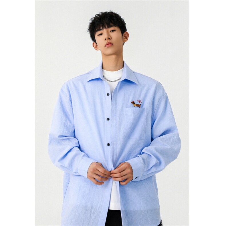 2026春季新款港风无影墙大码刺绣长袖衬衫M-5XHC25190-特P35，男装衬衫，电商A022