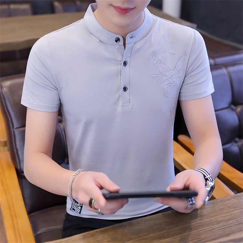 8002男士短袖t恤立领修身青年韩版半袖保罗polo衫体恤潮流,男装T恤,电商D310（原电商305）