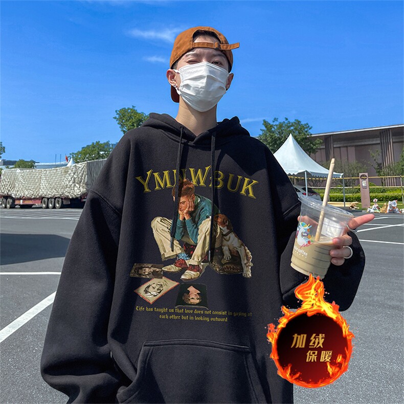 500克重磅秋冬美式加绒加厚卫衣外套DL157常规特P35绒特P40,男装卫衣,电商A486