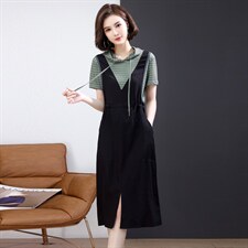 连衣裙韩版中腰时尚显瘦大方通勤2022年夏季，女装连衣裙，丽影随形