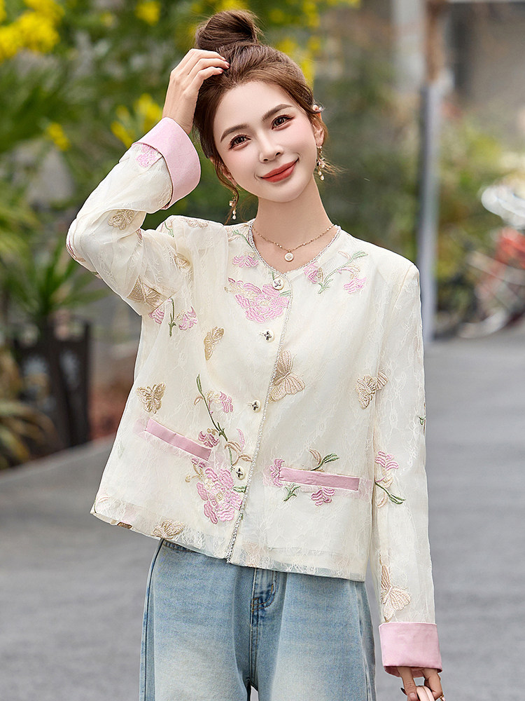 小香风气质轻奢刺绣外套女2026新款春夏薄款防晒蕾丝开衫上衣,女装短外套,艾仟回(原伊仟回)