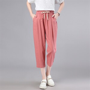 2024夏季薄款九分裤子冰丝女休闲裤黑色小个子宽松大码萝卜裤显瘦,女装大码女装,奕阳依阁