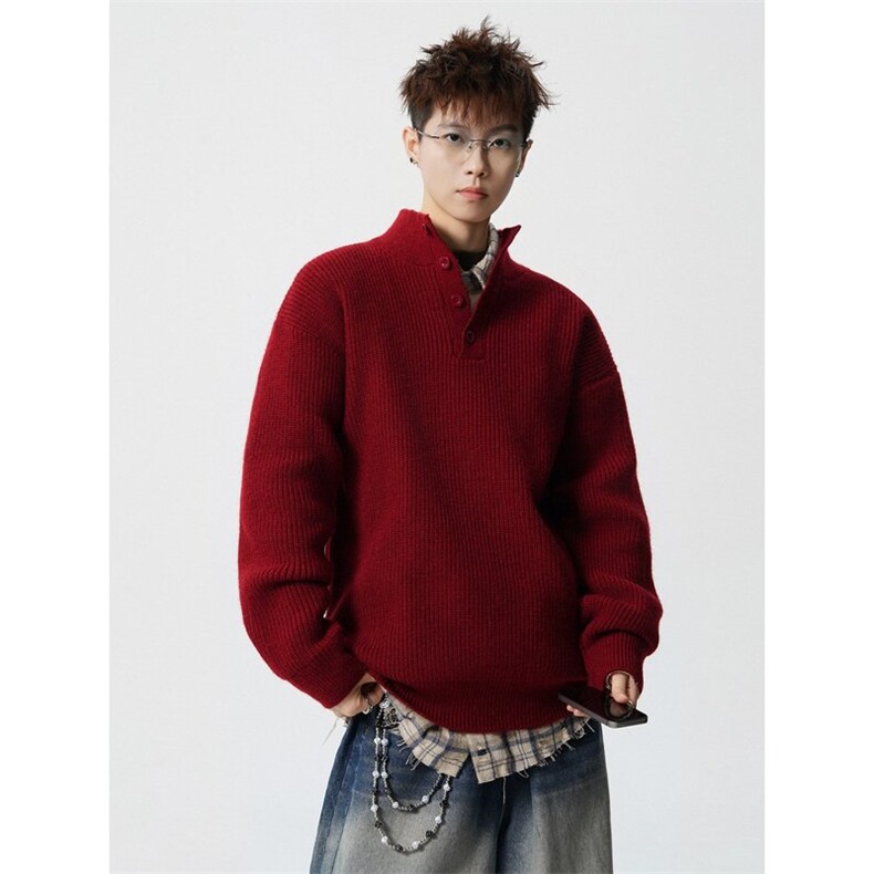 8807-P582025年秋冬新款休闲毛衣男士时尚长袖宽松针织衫上衣，男装针织衫/毛衣，电商A113