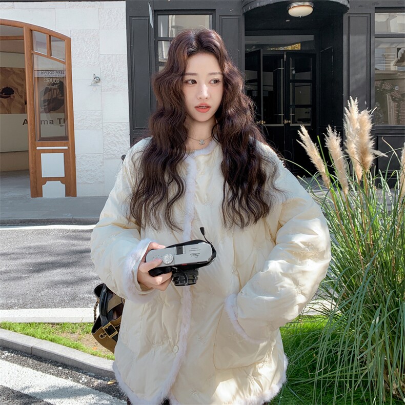 新款50绒拼貂毛工艺面料羽绒服5580-P265-K398,女装羽绒服,2C305