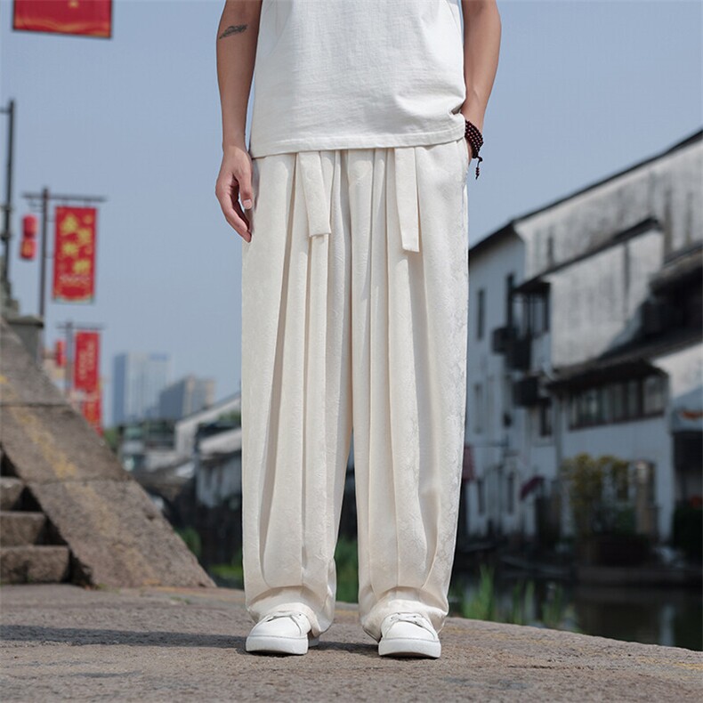 2025春夏新款风提花休闲裤男士宽松大码阔腿哈伦裤K2509-P75图片