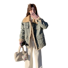 （新款）冬牛仔加绒外套（领子可脱卸）1D060-P245--K338，女装短外套，1D060