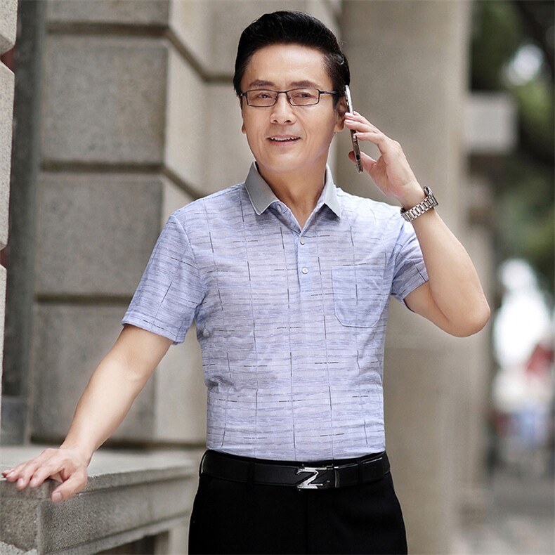 爸爸秋装上衣t恤短袖中年男士春季打底衫薄款中老年人爷爷春秋款,男装T恤,电商B212（原钱塘6029）