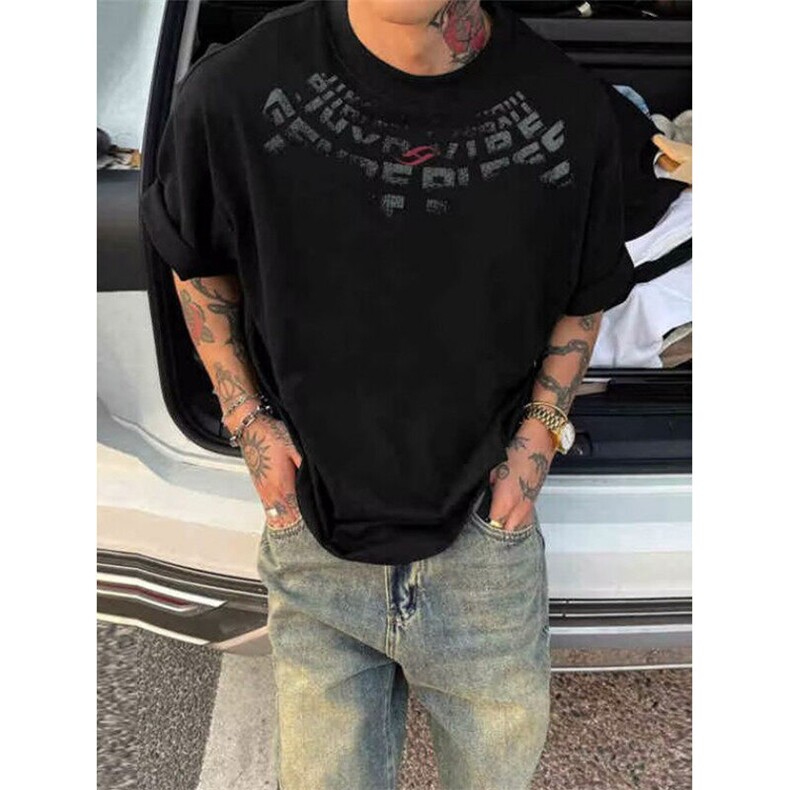 设计感印花五分袖t恤男士百搭夏季纯棉宽松短袖TY423，男装T恤，星座1116A（原606A-3）