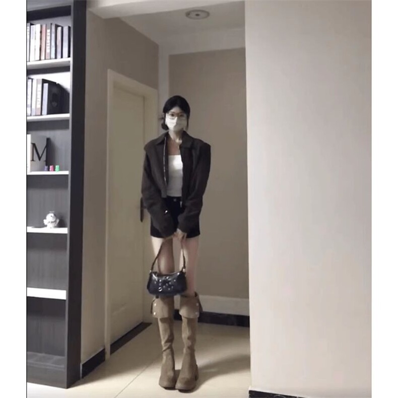 W560-P782025秋季美拉德棕色短款外套女独特小个子夹克上衣,男装夹克,星座911-1