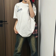 万针全刺绣解构设计260克重磅双纱纯棉高品质美式高街短袖T恤特35，男装T恤，电商A486