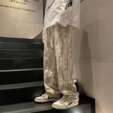 灯芯绒裤子男ins潮牌港风直筒阔腿宽松休闲Z92A加绒加厚P43常规32，男装休闲裤，星座1116-2