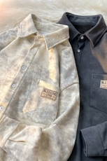 8XL-M秋冬款加绒加厚衬衫男做旧脏脏保暖外套大码衬衣CS29002P65，男装衬衫，电商B312