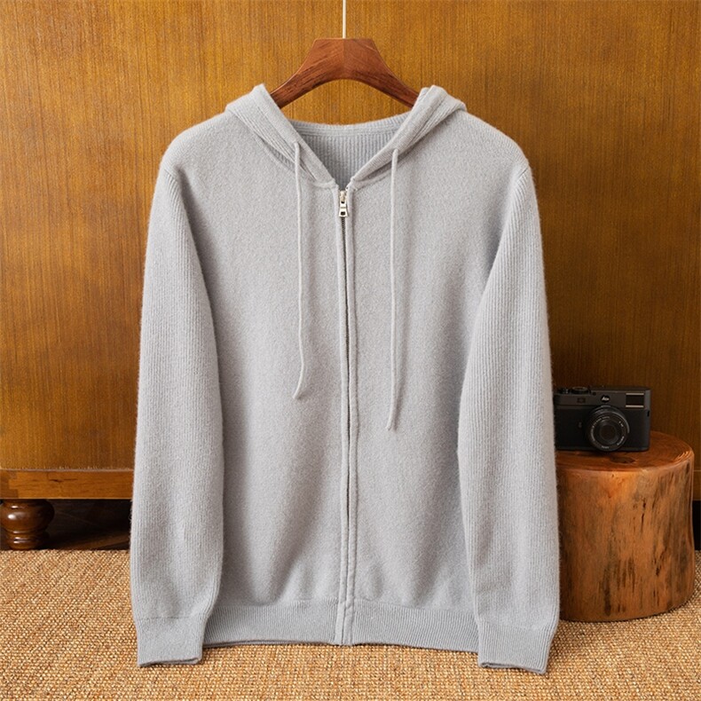 男款羊绒开衫纯色简约秋冬保暖羊绒男装，男装羊绒开衫，米亚康羊绒