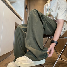 黑色垂感高级感裤子男款夏季薄款冰丝透气美式潮牌慵懒风休闲长裤，男装休闲裤，电商B315