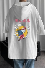 LD54012-P45连帽短袖t恤男大码胖子带帽五分袖中袖，男装T恤，电商A040