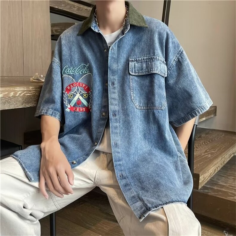 夏季短袖衬衫牛仔衬衣夹克外套C2024P42图片