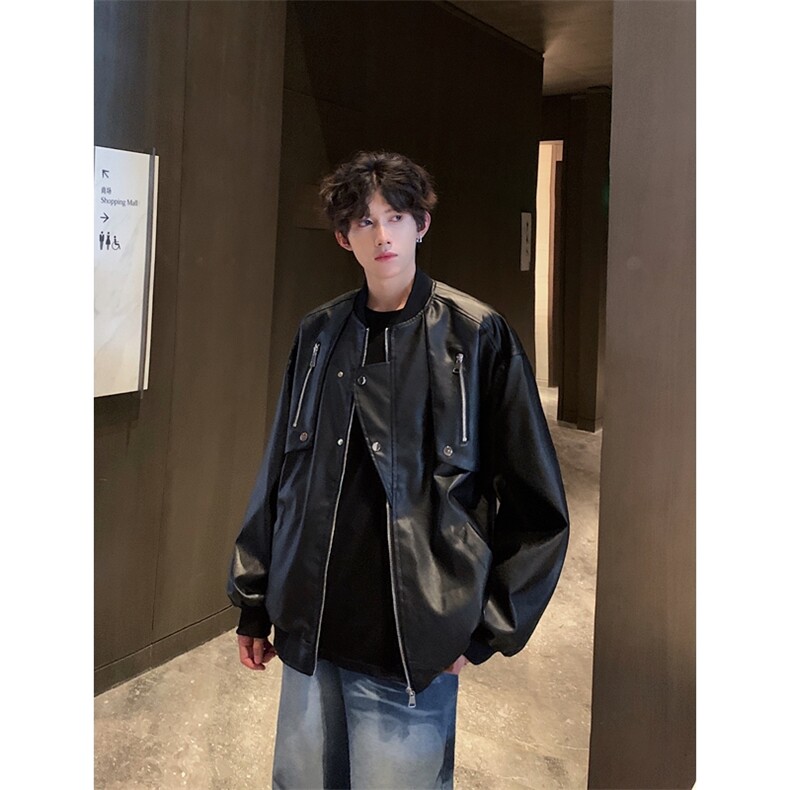 档口图现货PU皮夹克多拉链设计感假两件皮外套DY2317-特P80,男装夹克,星座1213