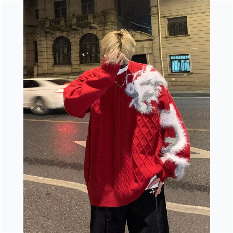 美式圆领毛衣男慵懒风休闲针织衫HY94P53，男装针织衫/毛衣，星座1116-2