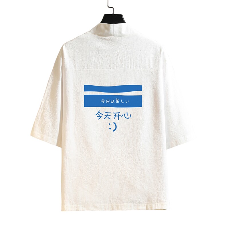 HF59033-P40风汉服男开衫外套七分袖道袍砖墙挂拍,男装民族服装,电商A040A