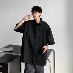 2024夏季美式潮牌休闲衬衣小众机能宽松短袖衬衫男 现货W8215-P42图片
