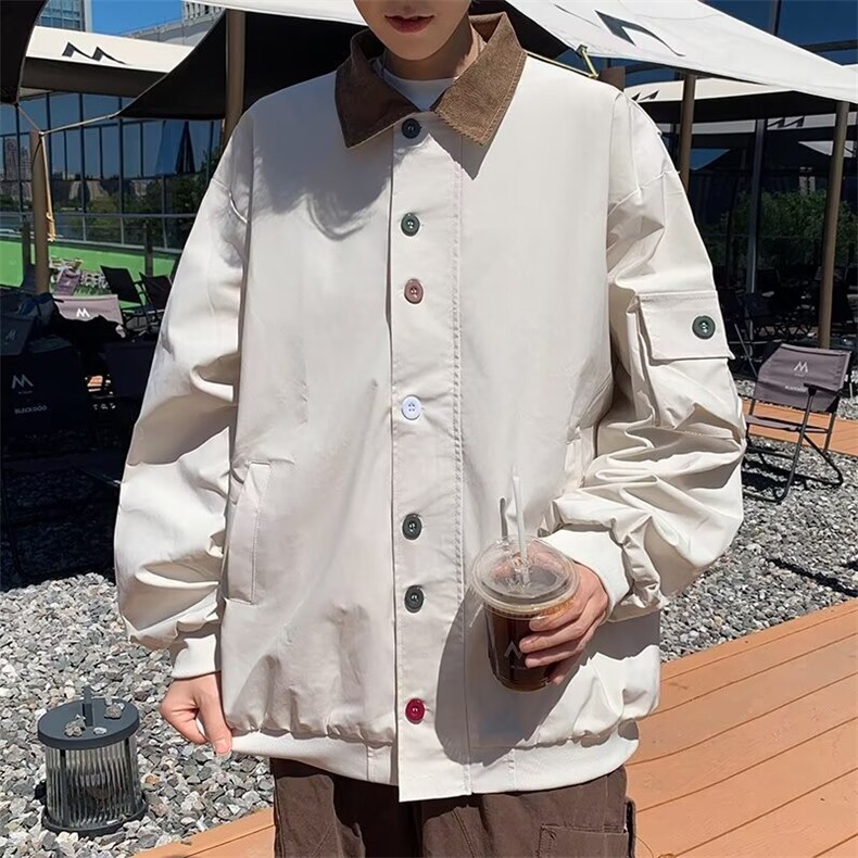 撞色夹克外套男高级感2024新款宽松百搭棒球服休闲上衣W6097-P62,男装夹克,星座412-2