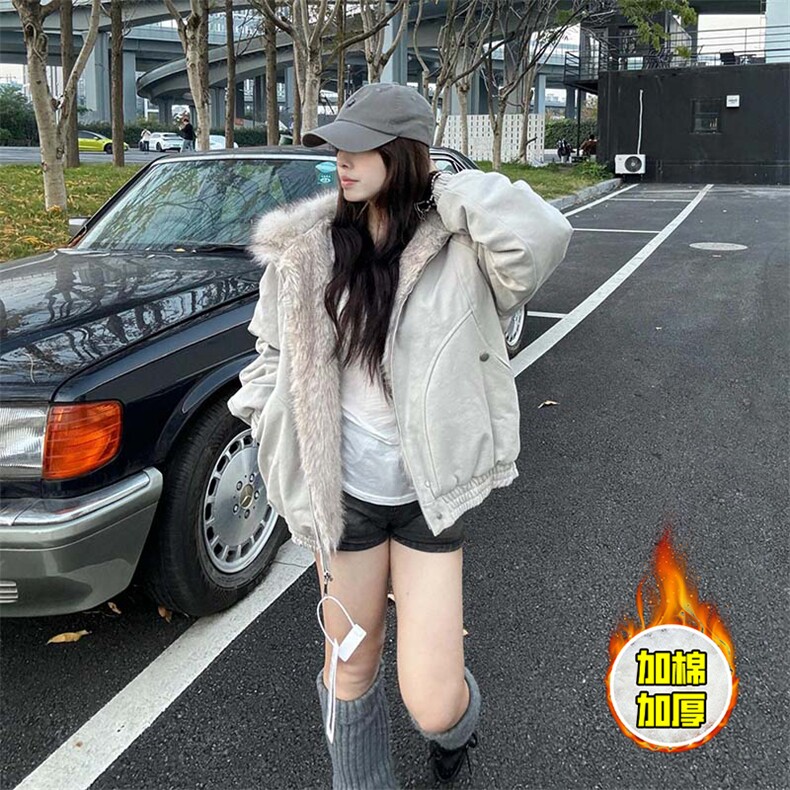现货高品质美式高街冬季重磅硬挺短款座山雕毛领棉衣男女加厚外套,男装棉衣,电商A486