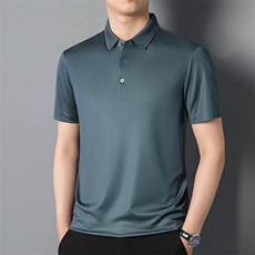 高端夏季新款醋酸POLO衫短袖T恤男士中年商务休闲短袖上衣，男装Polo衫，钱塘723