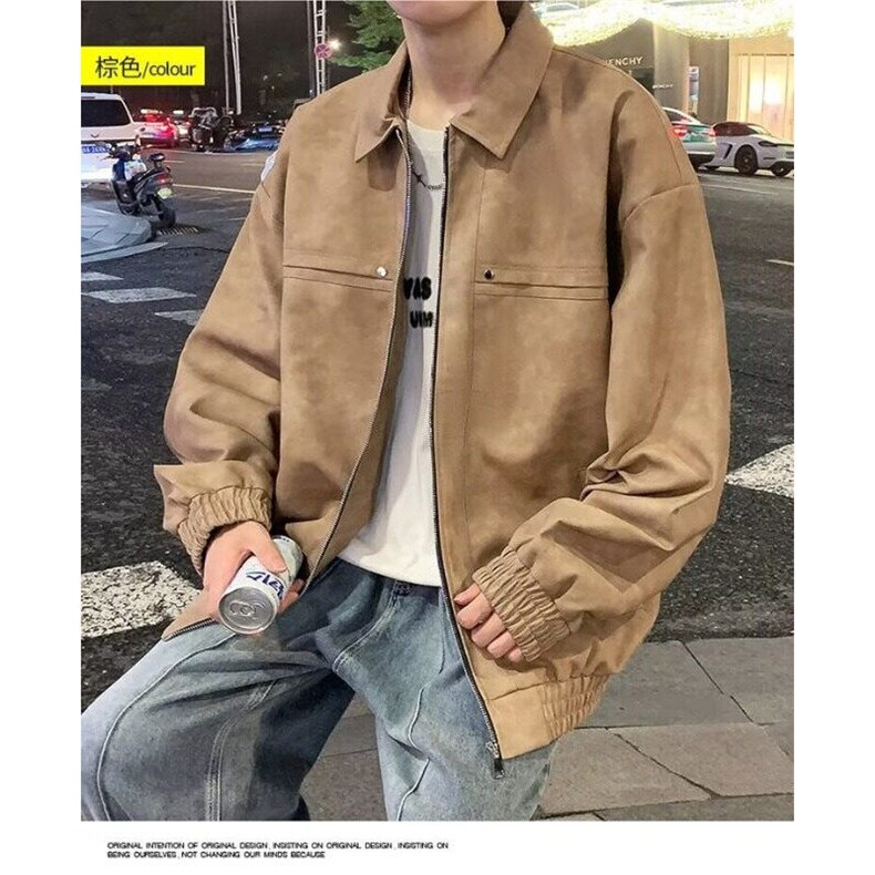 罗蒙美式复古街头百搭机车皮衣男士2025春秋季防风廓形宽松外套男,男装夹克,星座506A