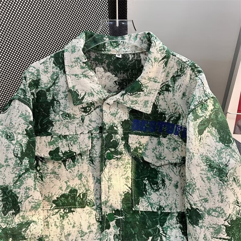 美式秋冬款潮牌提花刺绣工艺翻领夹克男士宽松休闲情侣工装外套,男装夹克,星座1013