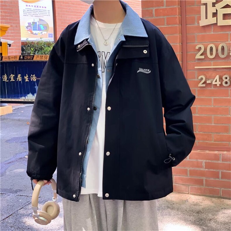潮流夹克潮男春季牛仔假两件JK8848P60图片