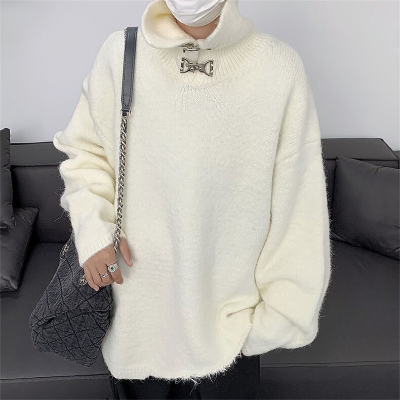 港风秋款男立领毛衣蝴蝶别针针织衫鹿毛绒打底外套M9152P55,男装针织衫/毛衣,星座1013-1