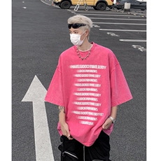 复古水洗做旧字母印花欧美重磅落肩袖短袖T恤XZ514-2-202443-P38，男装T恤，星座514-2(原B239)