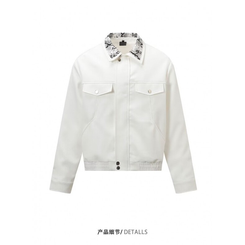 美式复古简约蟒蛇纹理领宽松百搭夹克外套设计感513AJK2356P67,男装夹克,星座513A